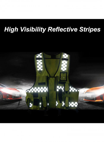 Protective Reflective Breathable Safety Vest With Pockets Green One Size