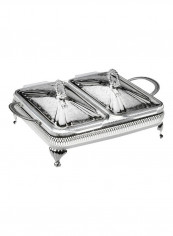 Double Casserole Silver 38x25.5x15cm