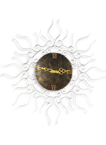 Sun Shape Wall Clock Golden/Black 64 x 64 x 8cm