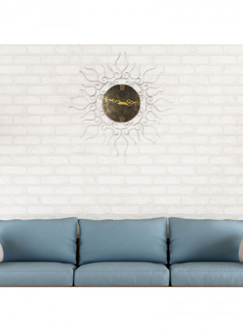Sun Shape Wall Clock Golden/Black 64 x 64 x 8cm