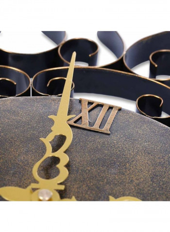 Sun Shape Wall Clock Golden/Black 64 x 64 x 8cm