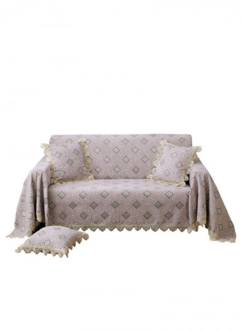 Lacework Design Jacquard Pattern High Grade Sofa Slipcover Pink/Grey