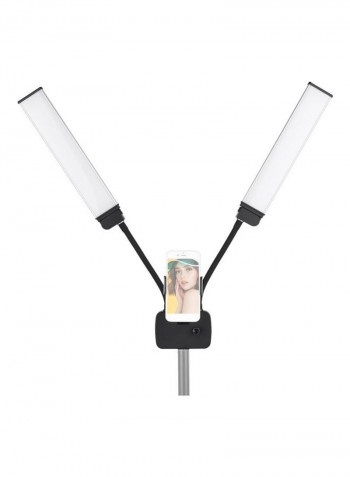 Flexible Double Arm LED Fill Light with Phone Holder White/Black