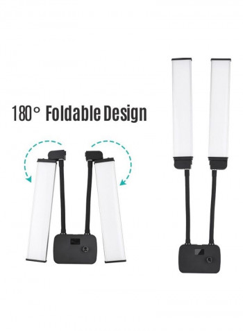 Flexible Double Arm LED Fill Light with Phone Holder White/Black
