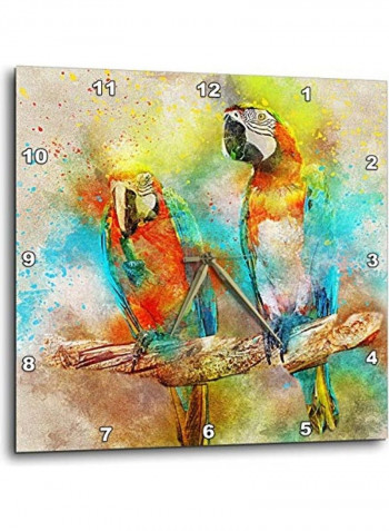 Parrot Printed Analog Wall Clock Multicolour 13x13x0.1inch