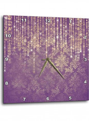 Printed Wall Clock Purple/Gold 13x13x0.1inch
