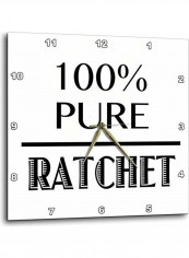 100 Percent Pure Ratchet Wall Clock White/Black 13x13inch