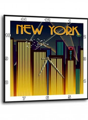 Art Deco New York Printed Wall Clock Multicolour 13 x 13inch
