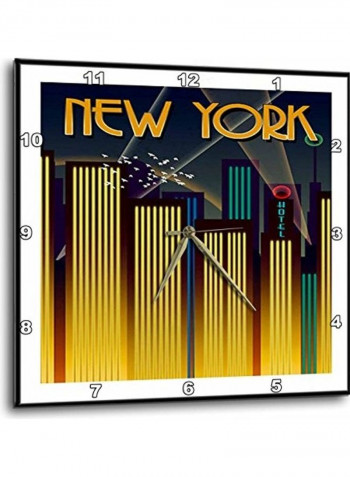 Art Deco New York Printed Wall Clock Multicolour 13 x 13inch