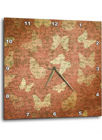 Cream Butterflies Wall Clock Multicolour 13x13inch