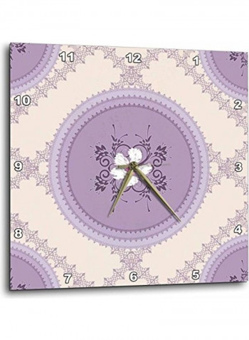 Flower Printed Analog Wall Clock Multicolour 13x13x0.1inch