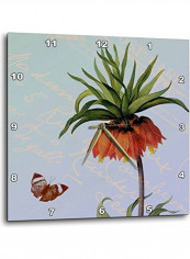 Pretty Flowers With Butterfly Printed Wall Clock Multicolour 13x13x0.1inch
