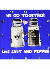 We Go Together Like Salt And Pepper Wall Clock Blue 13x13inch