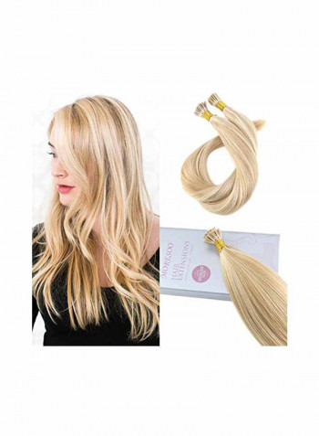 2-Piece Human Hair Extensions Set Brown 16inch