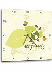 Eco-Friendly Leaf Printed Wall Clock Multicolour 13x13x0.1inch