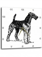 Vintage Sketch Of An Airdale Printed Analog Wall Clock White/Black 13x13x0.1inch