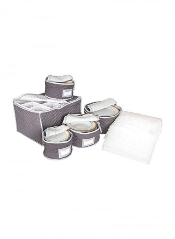 5-Piece Microfiber Stemware Storage Set Grey