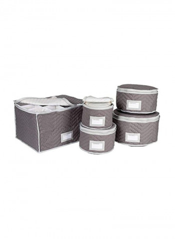 5-Piece Microfiber Stemware Storage Set Grey