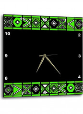 Green And Black African Pattern-Art Of Africa Design Wall Clock Multicolour 13 X 13inch