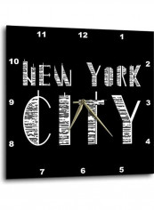 New York City Printed Analog Wall Clock Black/White 13x13x0.1inch