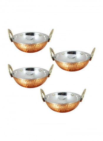 4-Piece Double Wall Multipurpose Bowl Set Copper/Silver 17ounce