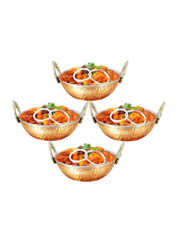 4-Piece Double Wall Multipurpose Bowl Set Copper/Silver 17ounce