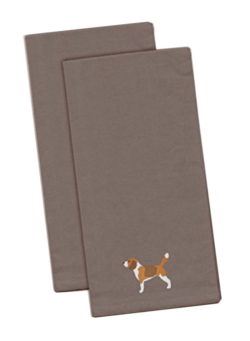 Pack Of 2 Beagle Gray Embroidered Kitchen Towel Multicolour 14ounce
