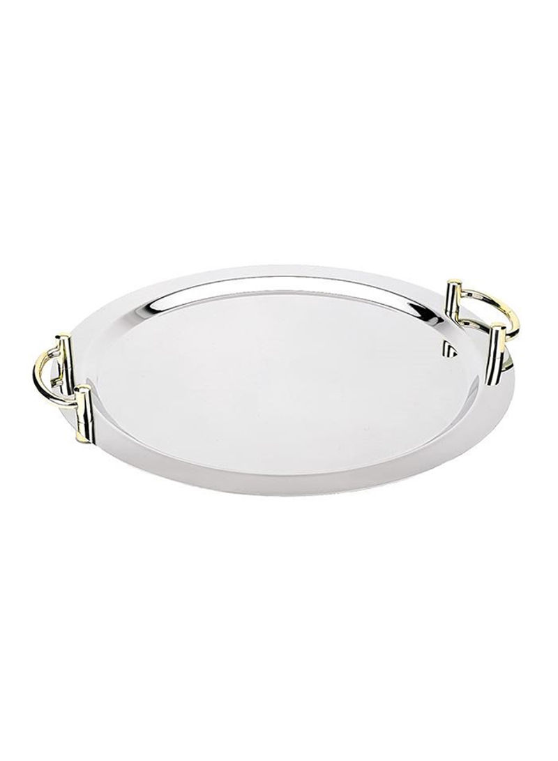 Stackable Round Tray With Handle Silver 65cm