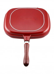 Double-Sided Frying Pan Red/Black 28x22.2centimeter