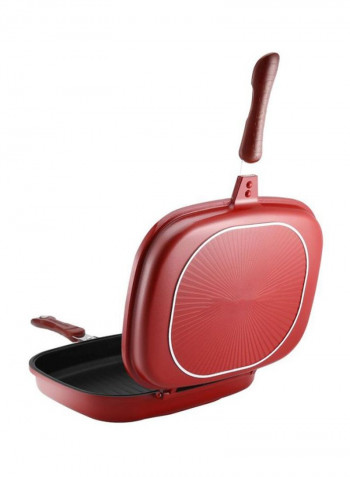 Double-Sided Frying Pan Red/Black 28x22.2centimeter