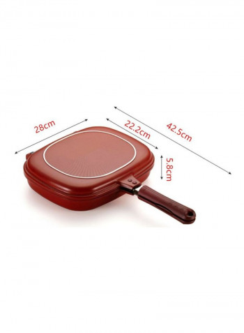 Double-Sided Frying Pan Red/Black 28x22.2centimeter