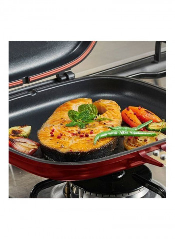 Double-Sided Frying Pan Red/Black 28x22.2centimeter
