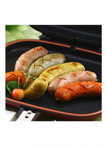 Double-Sided Frying Pan Red/Black 28x22.2centimeter