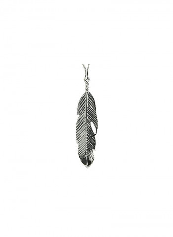 925 Sterling Silver Feather Charm Pendant Necklace