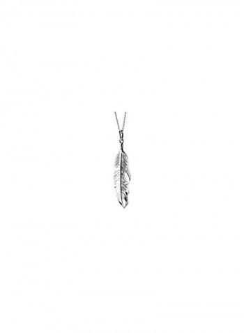 925 Sterling Silver Feather Charm Pendant Necklace