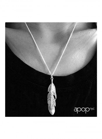 925 Sterling Silver Feather Charm Pendant Necklace