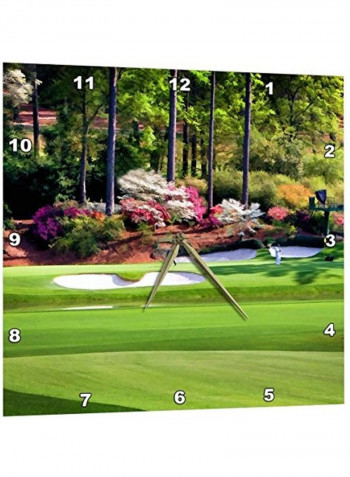 Amen Corner In Augusta Georgia - Golfers On Bridge Wall Clock Multicolour 13 X 13inch