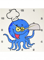 DPP 118555 2 Cute Octopus Chef With Serving Platter Wall Clock Multicolour 13x13inch