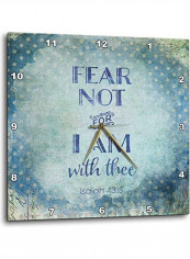 Fear Not For I Am With Thee Printed Analog Wall Clock Blue 13x13x0.1inch