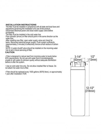 Replacement Water Filter White 3.5x3.5x12inch