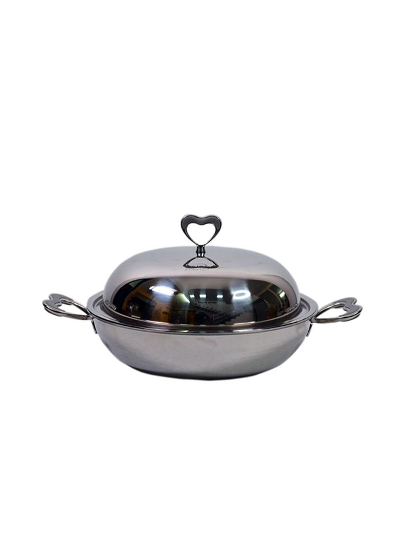 Naples Stainless Steel Wok With Lid Steel 32 Centimeter
