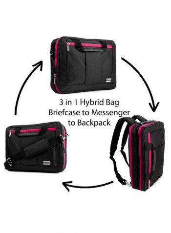 3-In-1 Shoulder Backpack For Dell Latitude/XPS Black/Pink