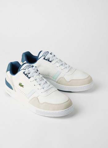 T-Clip Leather Citrus Accent Sneakers White/Navy