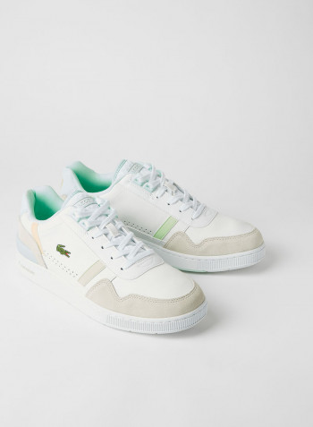 T-Clip Leather Citrus Accent Sneakers White/Light Blue
