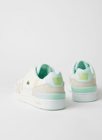 T-Clip Leather Citrus Accent Sneakers White/Light Blue