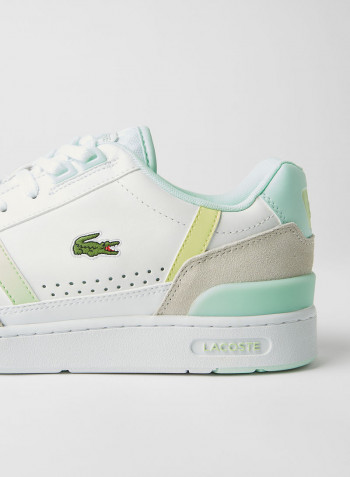 T-Clip Leather Citrus Accent Sneakers White/Light Blue