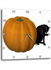 Halloween Cat And Pumpkin Printed Wall Clock Multicolour 13x13x0.1inch