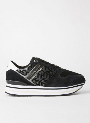 Metallic Flatform Sneakers Black