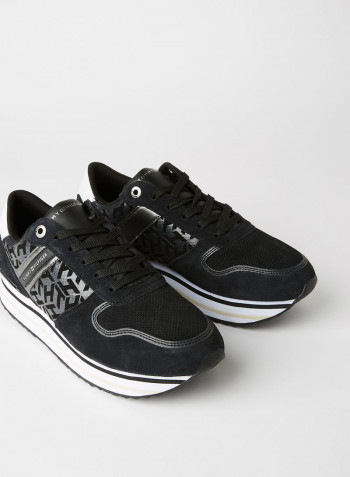 Metallic Flatform Sneakers Black