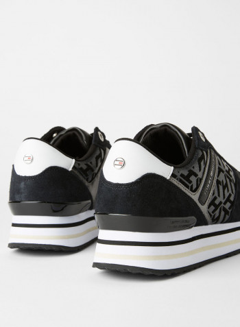 Metallic Flatform Sneakers Black